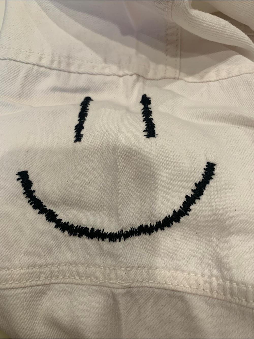 Elan Dolly Jacket, White Denim Smiley Face Shacket, Size L - Picture 6 of 7